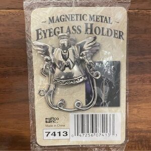 Magnetic Metal Angel Eyeglass Holder Car Visor Clip Silver #7413 90’s Vintage
